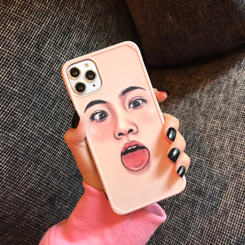 搞怪人脸表情xs max苹果x手机壳11pro max/8/7plus自拍xr个性男女