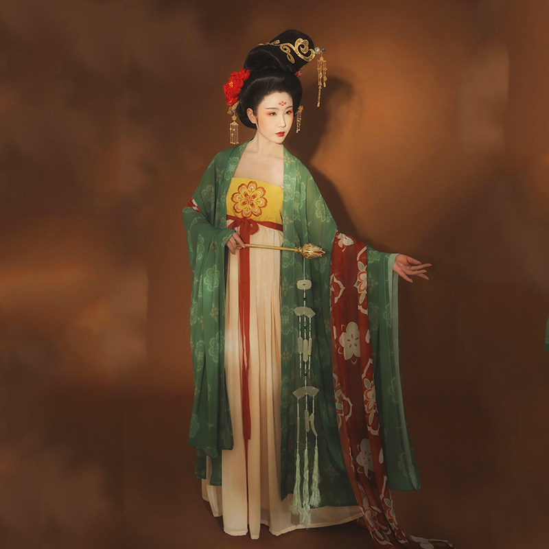 光夕夏季披帛袖衫裙大诃子刺绣唐风汉服女唐贵妃汉服