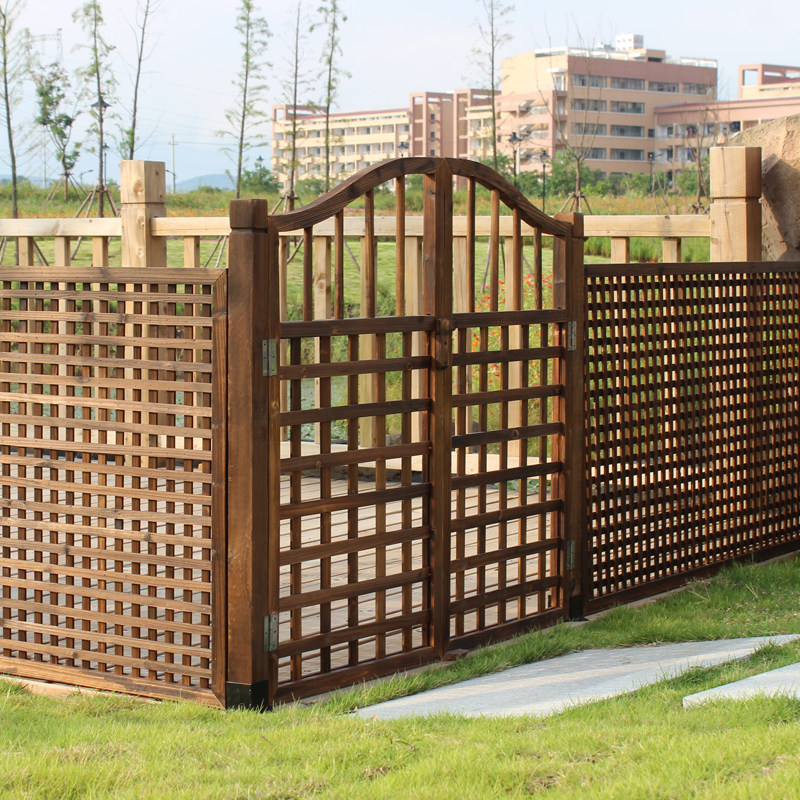 户外栅栏门围栏花园庭院网格双开门院子装饰小篱笆门实木护栏菜园
