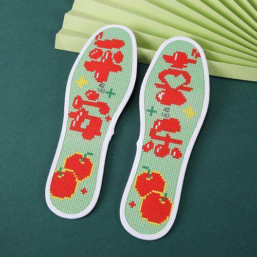 简艺中格七层棉布新款十字绣鞋垫情侣带字图鞋鞋垫