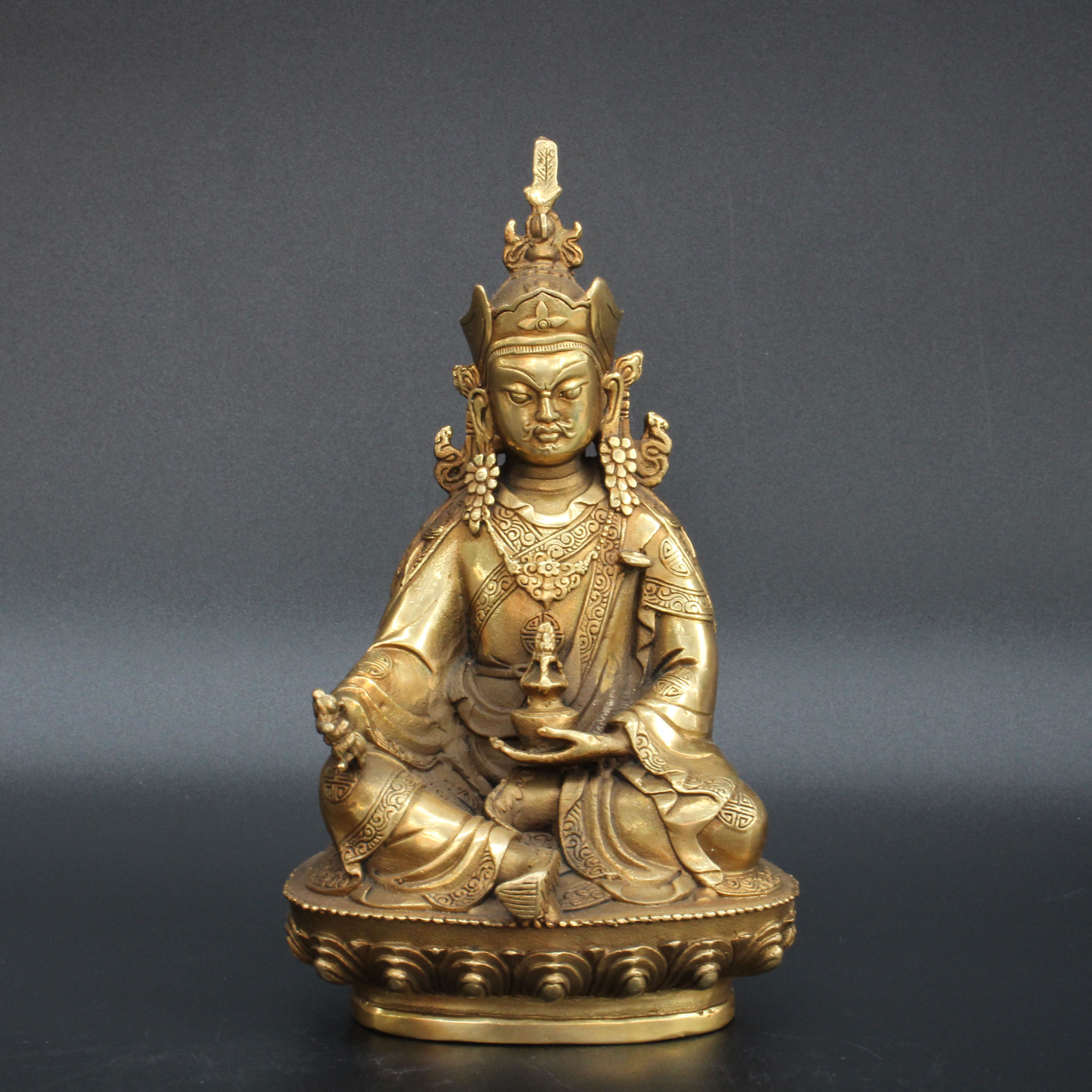 密莲花生大士佛像纯铜摆件莲花铜像莲师家居摆件