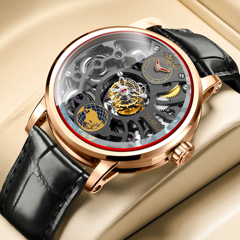 豪法中心陀飞轮手表男士机械表轻奢潮流时尚飞行大表盘