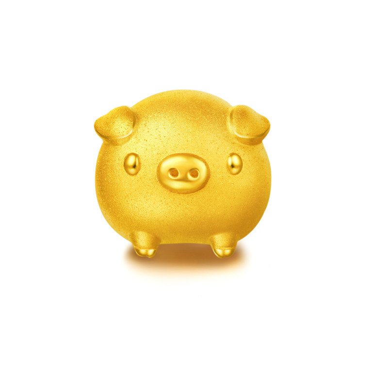 黄金小金猪转运珠手链女款生肖飞天猪999足金本命年情侣红绳手绳