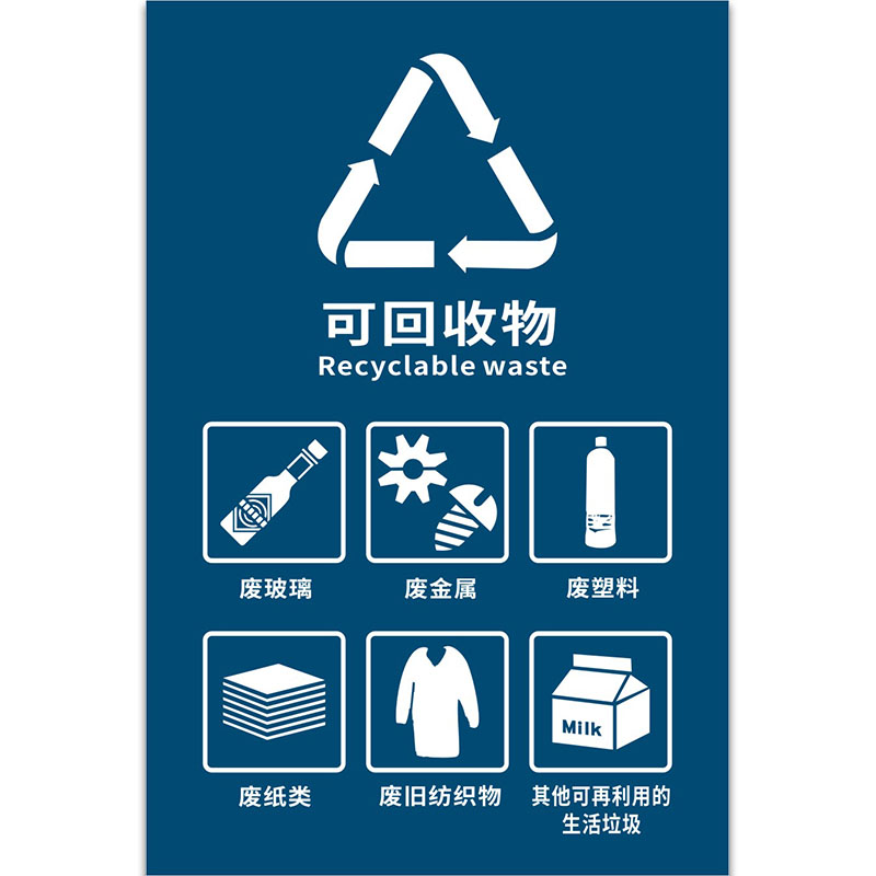 可回收贴纸垃圾分类厨余标识标签垃圾箱干湿其它铭牌