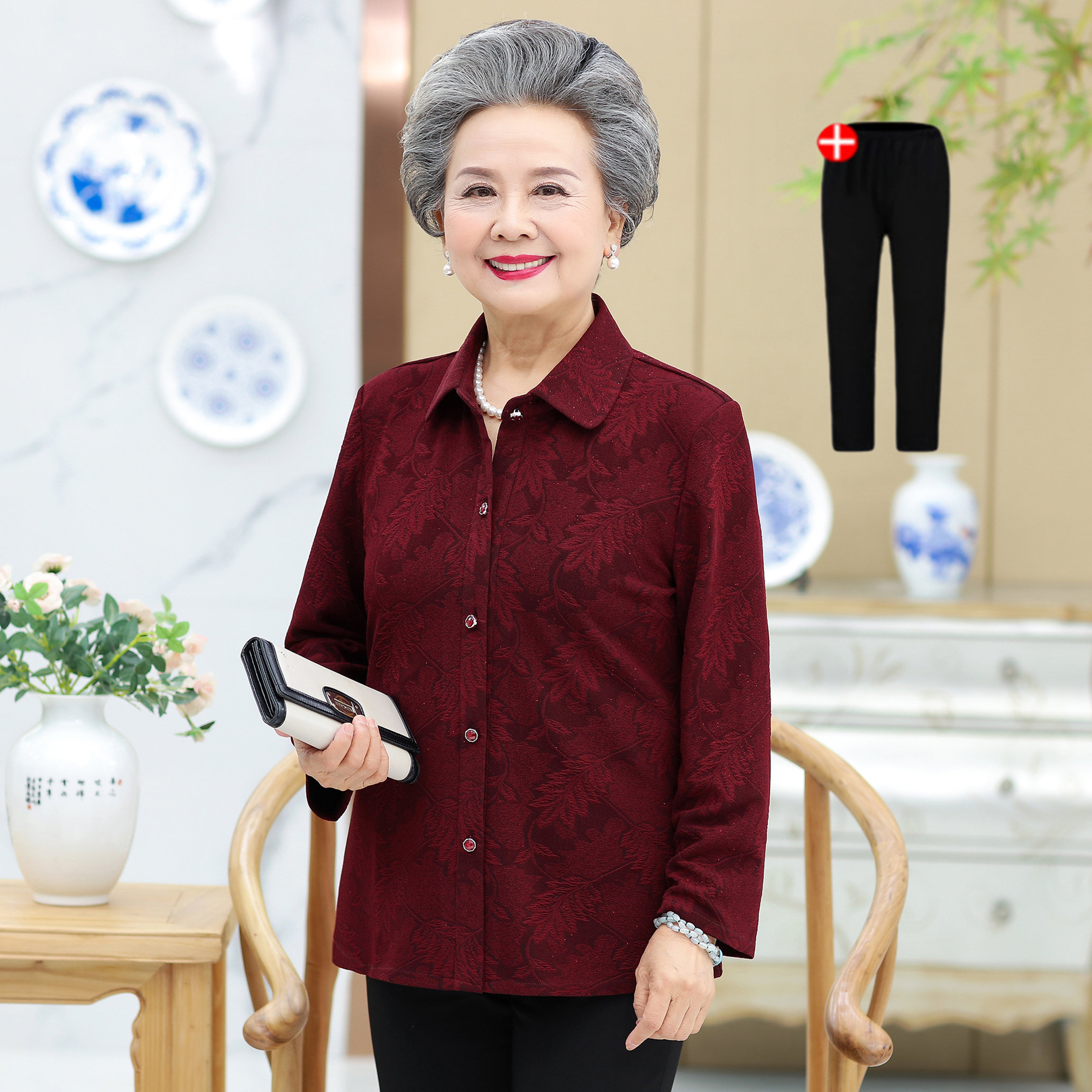 中老年人加肥加大妈妈春装老人衣服奶奶装女春秋中老年女装