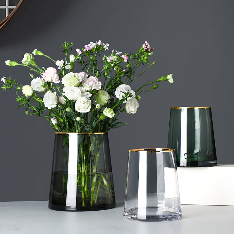 花瓶轻奢透明玻璃芍药餐桌鲜花鲜花网网红装饰花瓶
