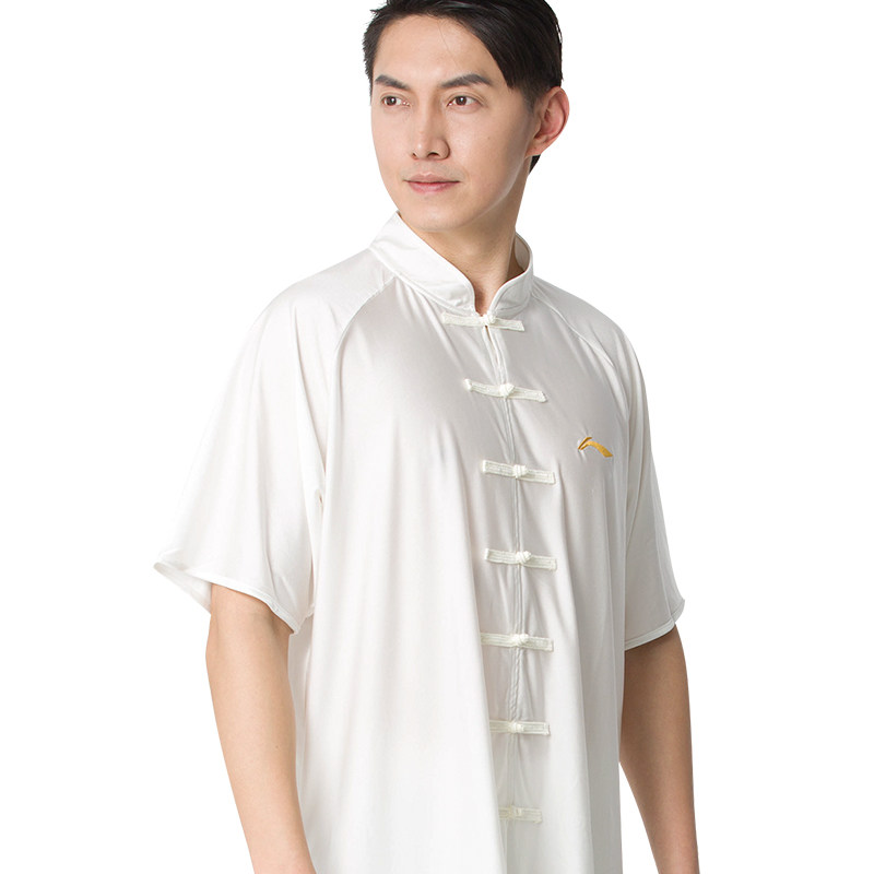 李宁太极服短袖男夏季太极拳服装练功服女武术服晨练服比赛表演服