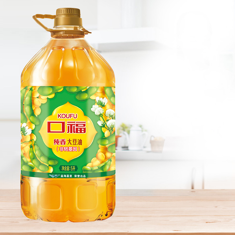 精炼口福纯香大豆豆油5l转基因三级煎炸色拉大豆油
