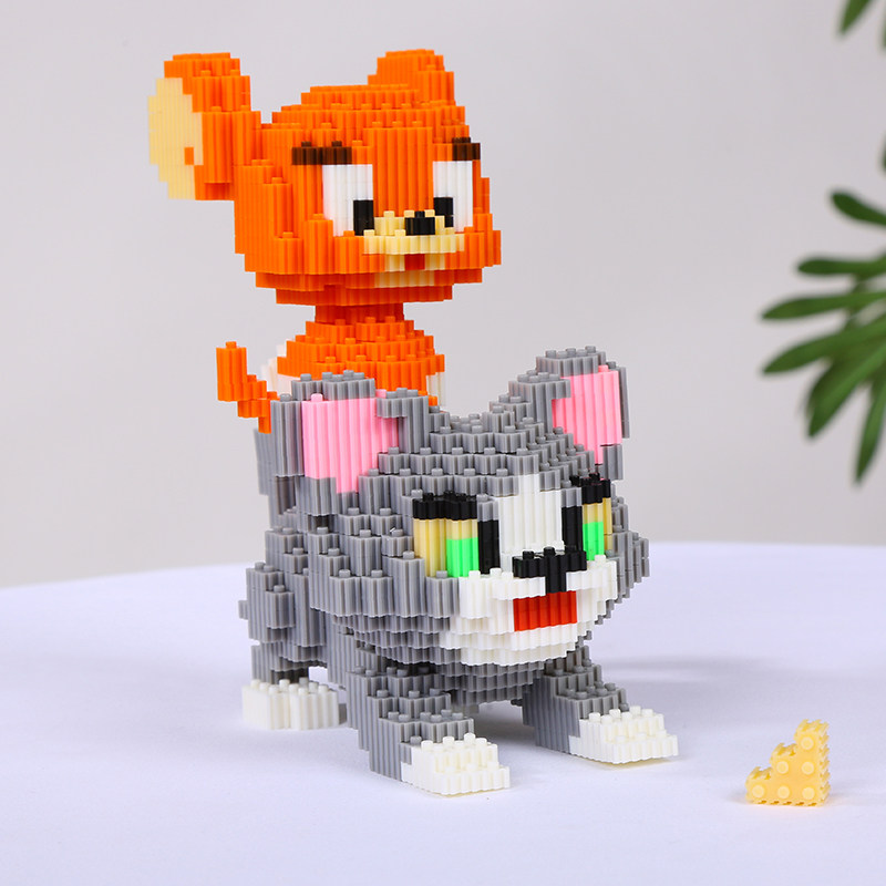 兼容乐高积木猫和老鼠小颗颗粒益智拼装玩具男女女孩塑料积木