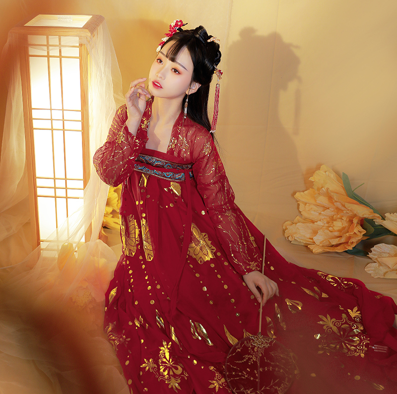 藏仙居原创正版醉芙蓉汉服花嫁齐胸襦裙红色系非古装大袖衫6米摆 - 藏