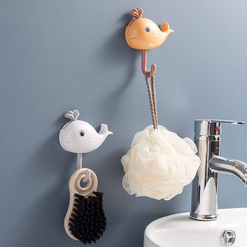挂钩打孔无痕粘钩浴室墙壁创意可爱爱小鲸鱼挂钩