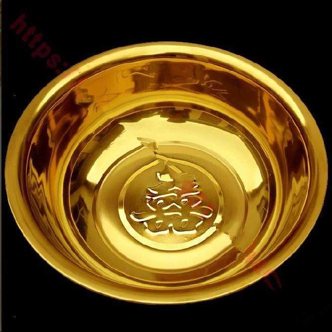 结婚铜盆金黄聚宝盆加厚金盆纯铜紫铜黄铜盆子脸盆