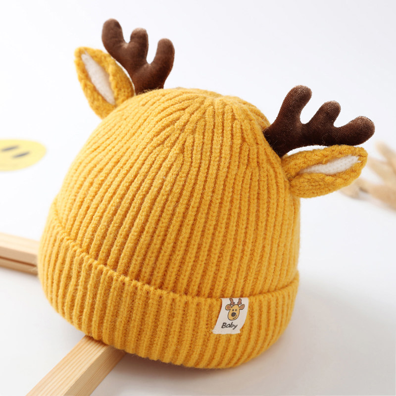 宝宝帽子冬季可爱超萌男女婴幼儿针织保暖小鹿帽子