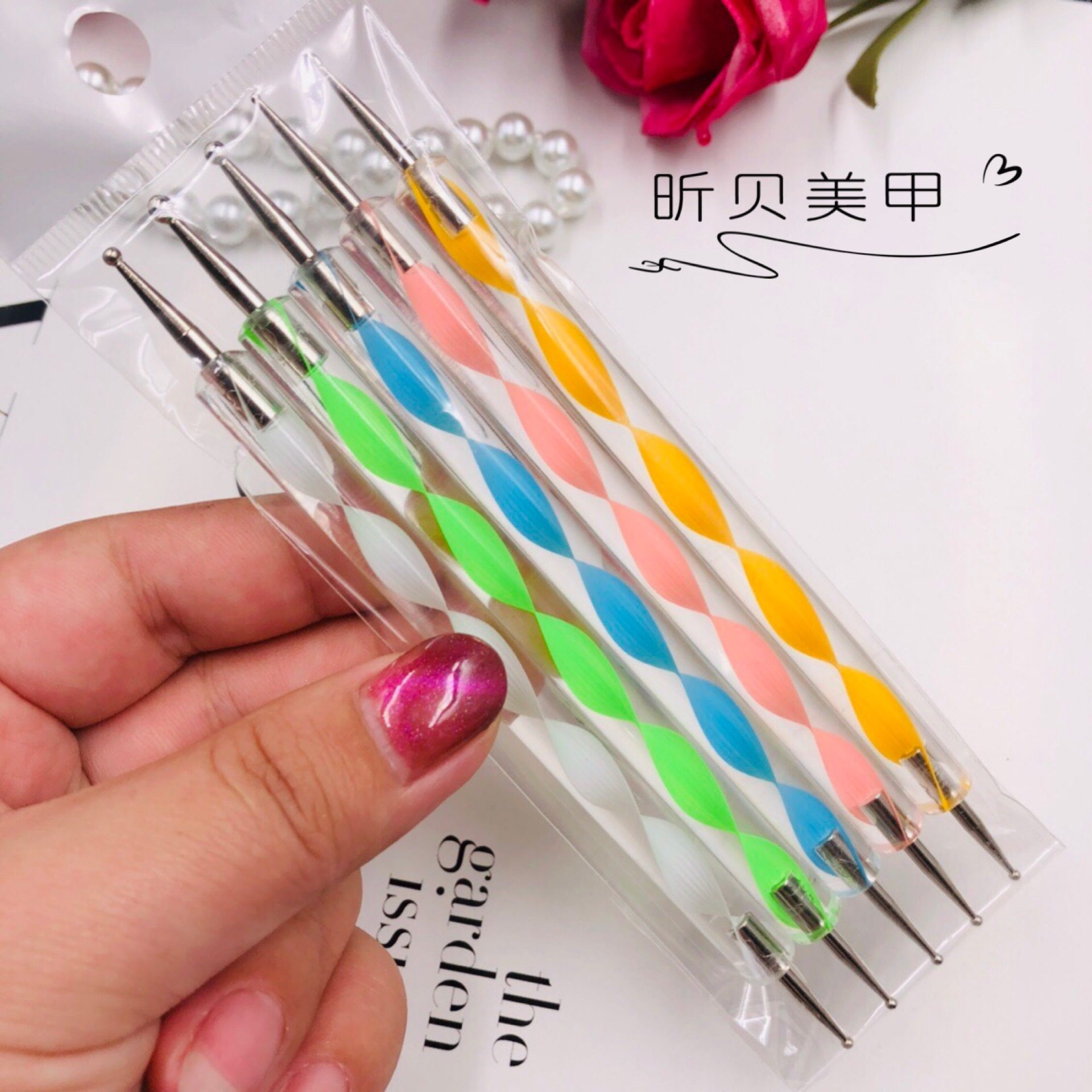 美甲昕贝工具特价钻点钻笔双头点花笔点珠笔螺旋美甲工具