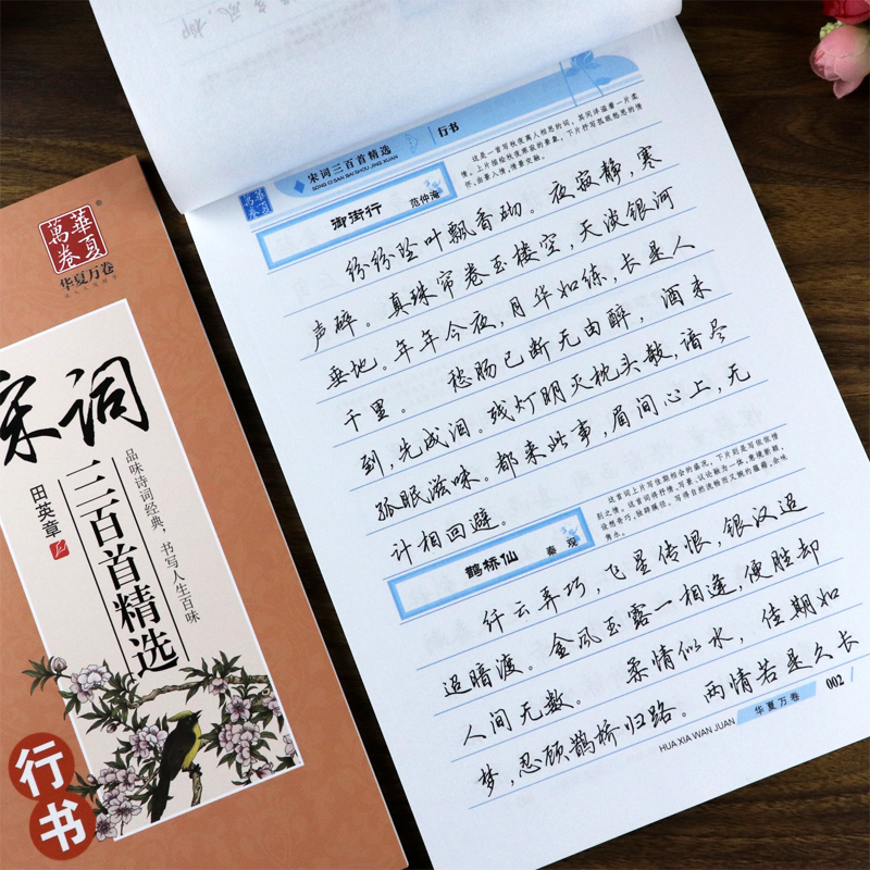 行书字帖田英章书唐诗三百首宋词三百首精选成人大中小学生国学硬笔