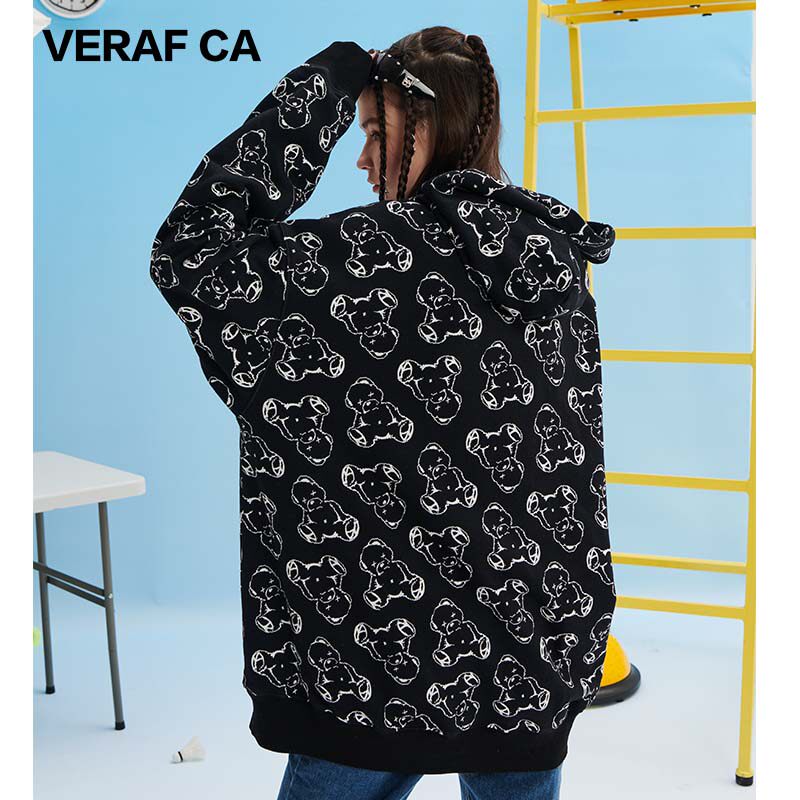 veraf连帽外套宽松帽衫潮牌卫衣男小熊ca装满卫衣