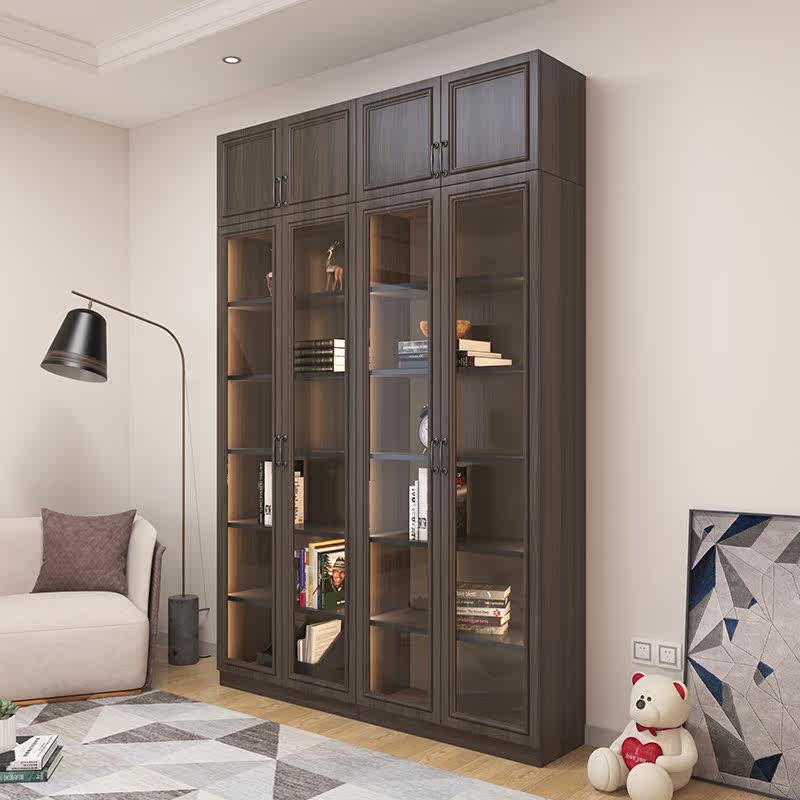 泽榜现代简约书房智能能带组合玻璃转角书柜北欧组合书柜