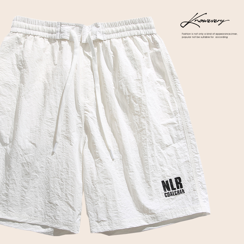 KNOW EVERY白色运动短裤男夏季五分裤休闲沙滩裤跑步速干尼龙冰丝