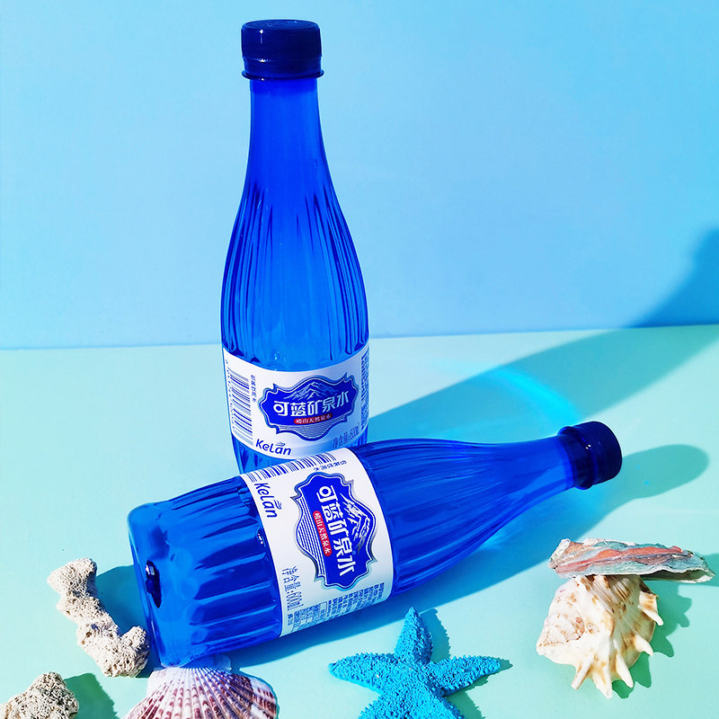 可蓝 饮用天然崂山矿泉水弱碱性含锶600ml24瓶/2箱整箱真矿泉包邮