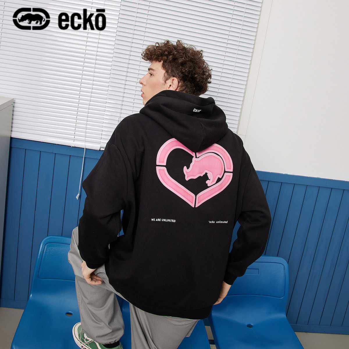 ecko犀牛潮牌2021冬季新款潮流字母趣味印花卫衣