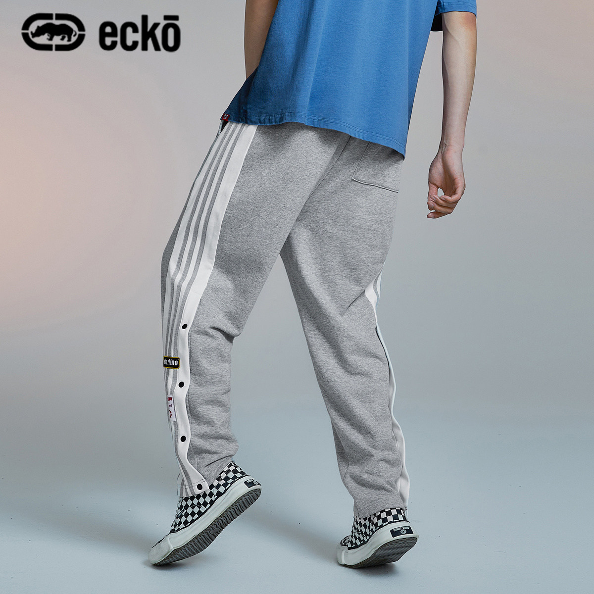 ecko犀牛潮牌2020秋冬新款排扣裤子百搭筒裤休闲裤