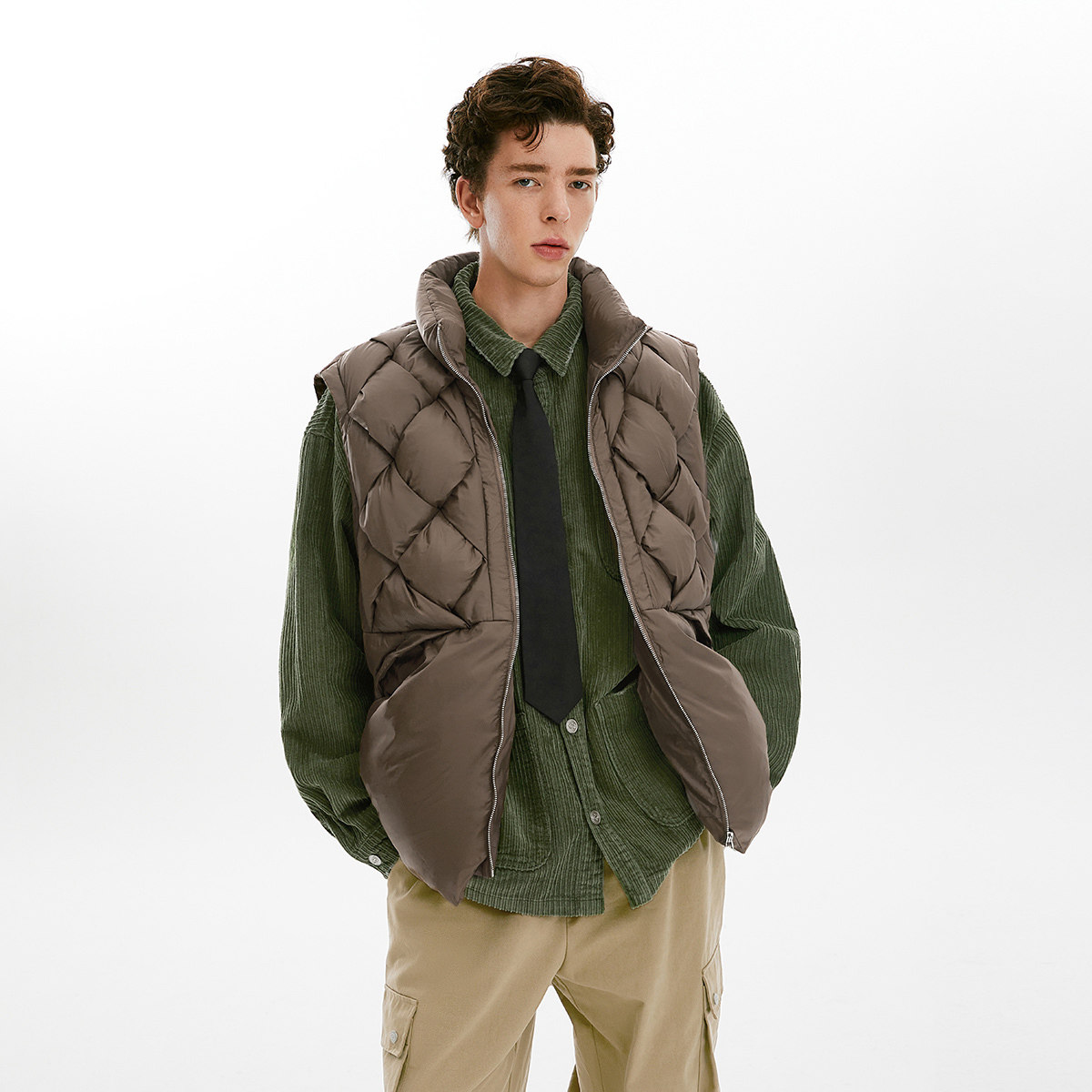 ecko犀牛潮牌2022冬季新款美式复古简约编织羽绒马甲