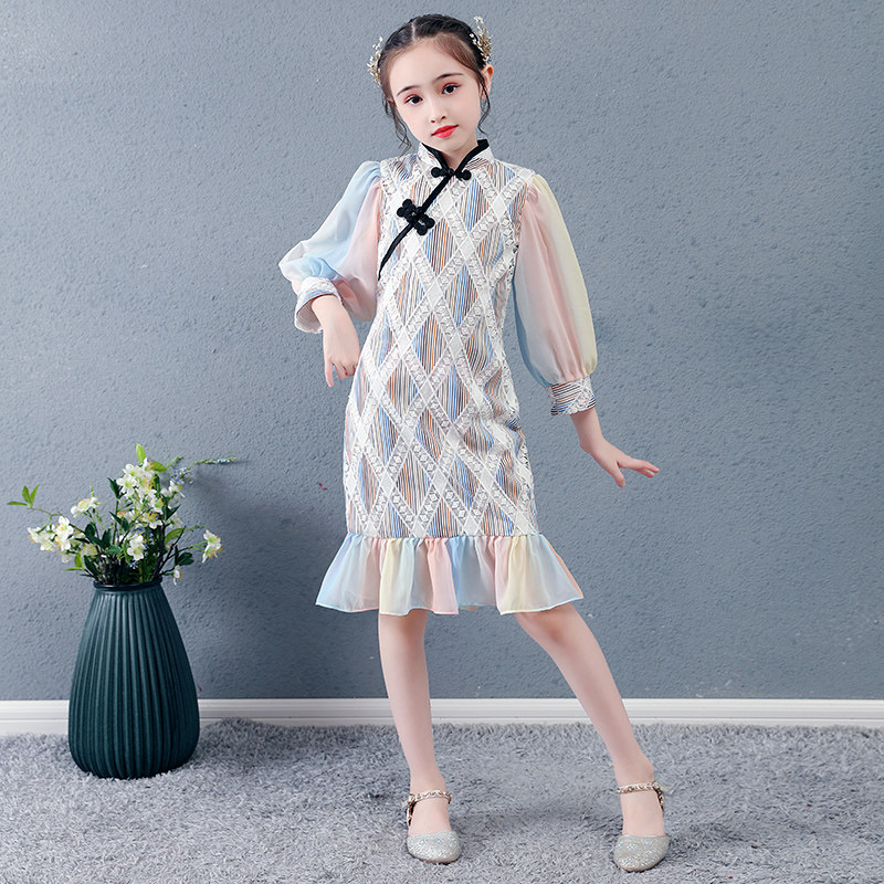 儿童旗袍小女孩女童中大童装中国国风公主洋气旗袍