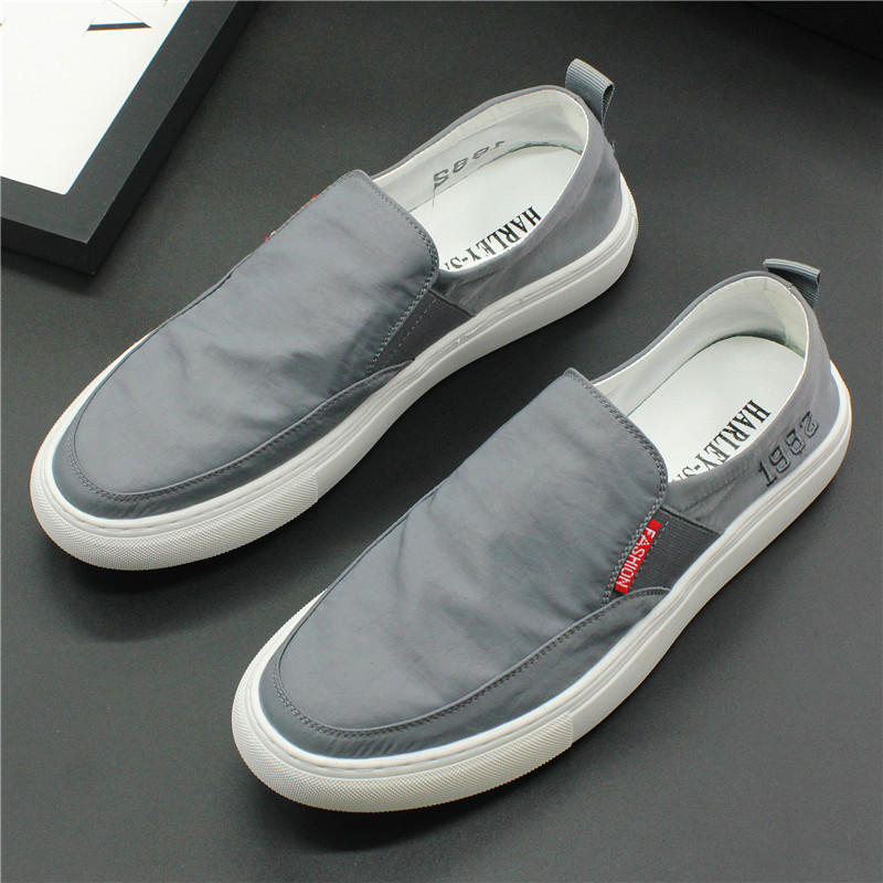 男鞋夏季透气2022新款男士帆布鞋潮流百搭休闲板鞋一脚蹬乐福鞋男