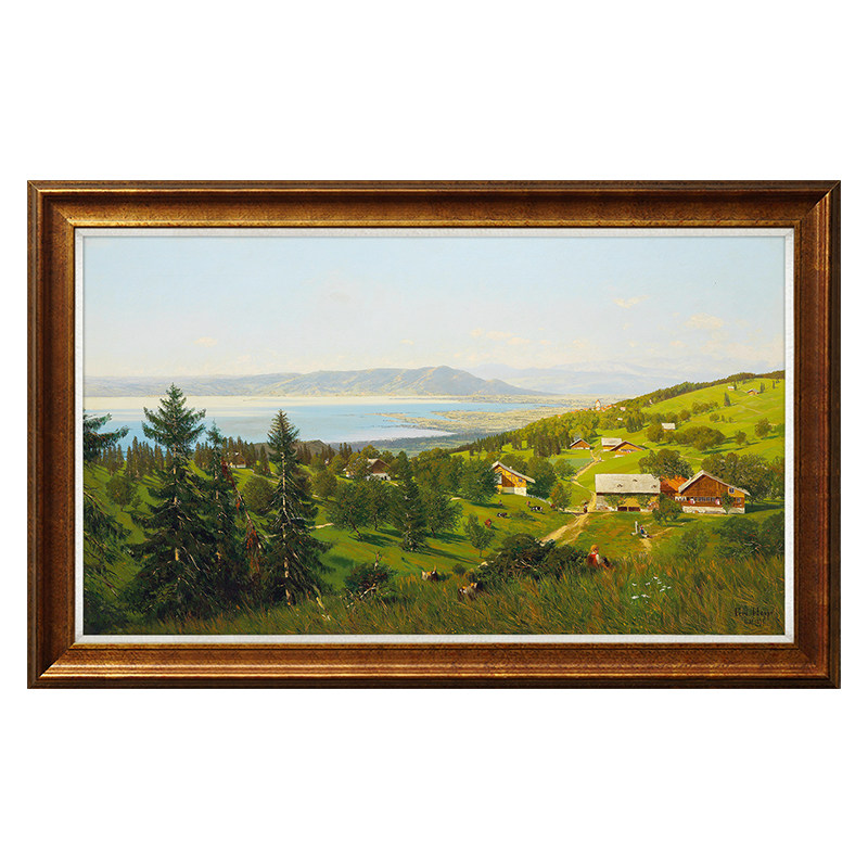 奕境欧式风景山水油画客厅沙发背景墙装饰画美式油画