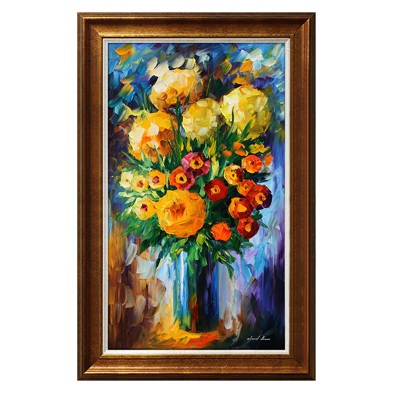 奕境欧式餐厅装饰画玄关竖版美式油画挂画高档油画