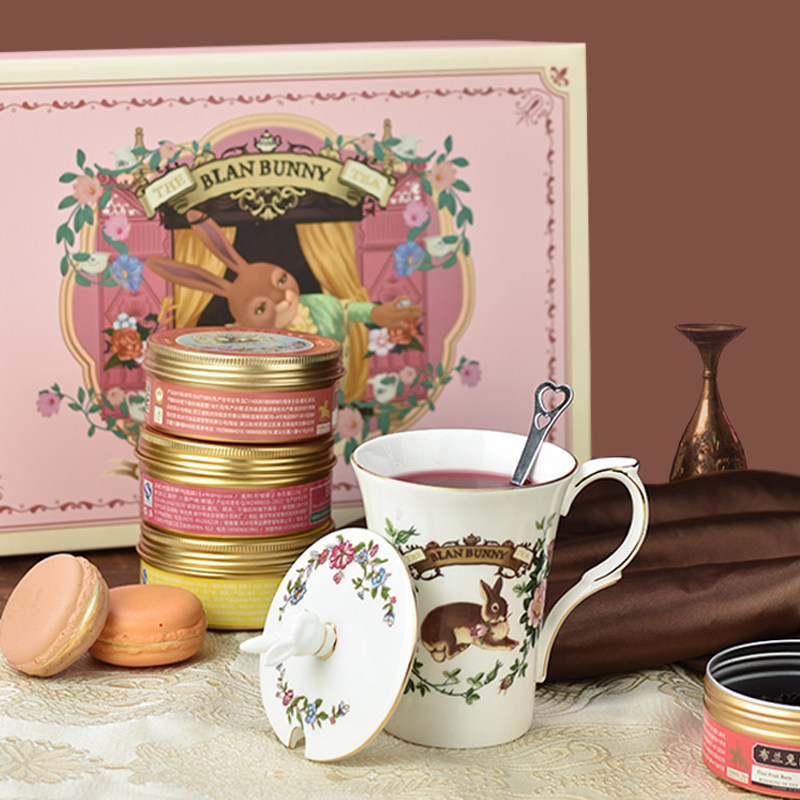 blanbunny布兰爱丽爱丽丝丝花果茶礼盒骨瓷马克杯秘语组合型花茶
