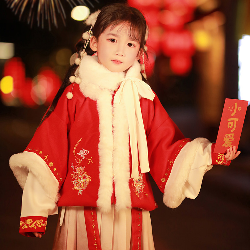 卡蕾原创女童明制拜年汉服中国国风宝宝过年汉服