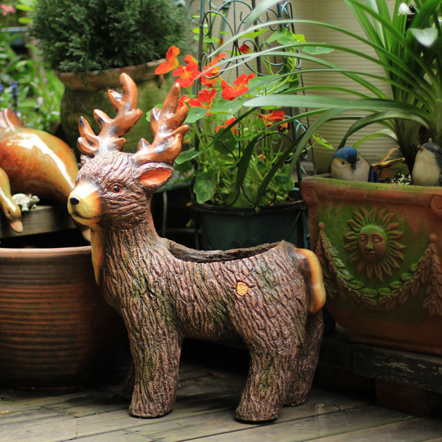 Elk flowerpot garden animal decoration ornaments gardening home accessories American country art floral outdoor balcony Elk flowerpot garden animal decoration ornaments gardening home accessories American country art floral outdoor balcony