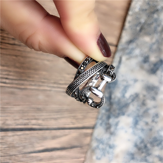 Ring female INS tide Korean fashion personality simple diamond retro decoration exaggerated tide European food rings Ring female INS tide Korean fashion personality simple diamond retro decoration exaggerated tide European food rings