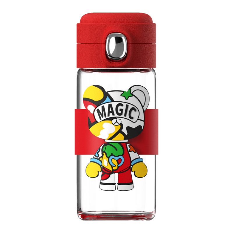 美国cupmystery进口高硼硅玻璃材质卡通可爱魔法熊弹跳玻璃杯