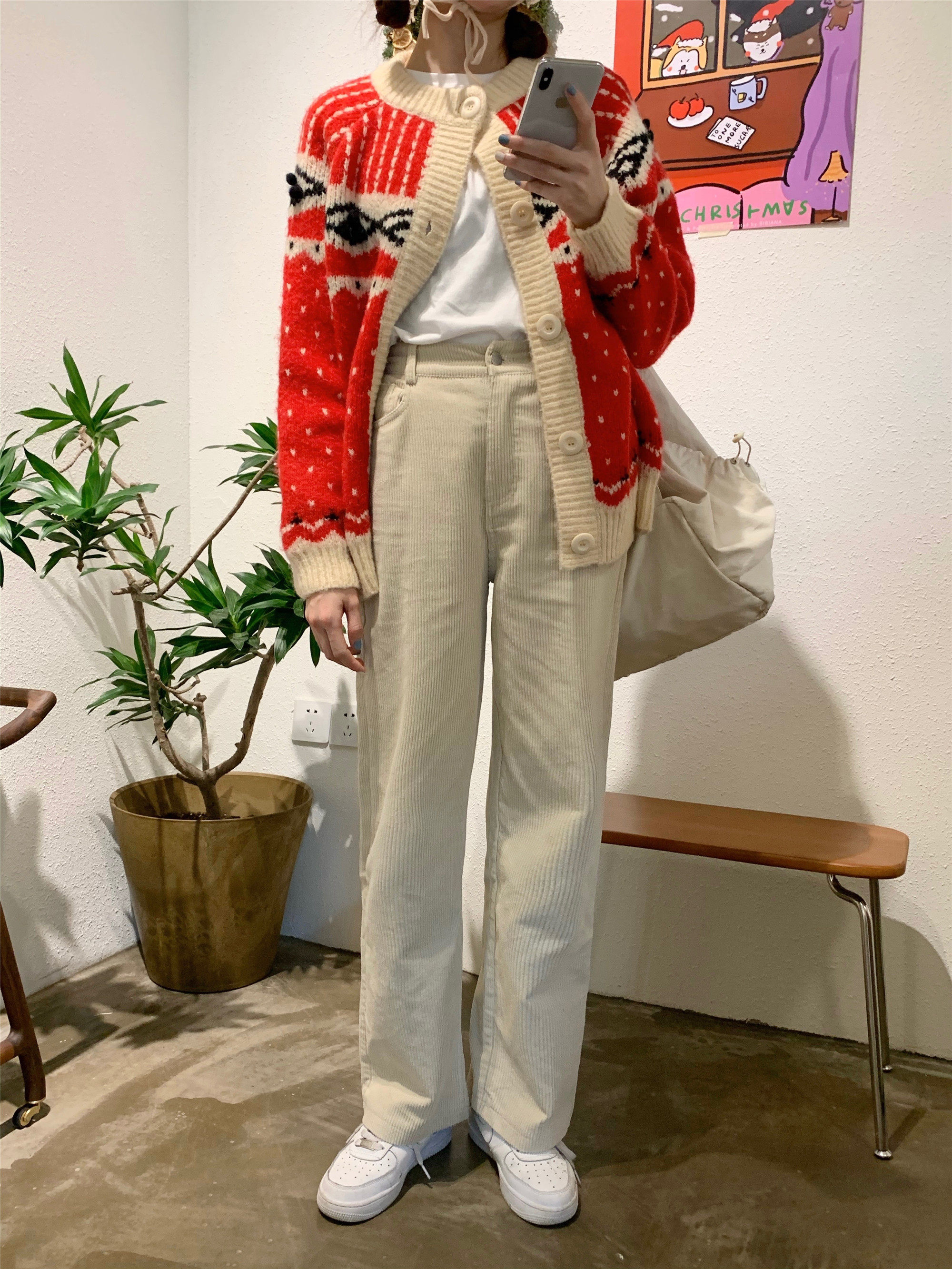 嗲嗲jomi灯芯灯芯绒绒裤子女秋冬新款韩版宽松休闲裤