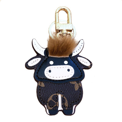 lv gedete 老花小牛汽车钥匙扣挂件爱女情侣钥匙毛绒包包挂饰车用钥匙