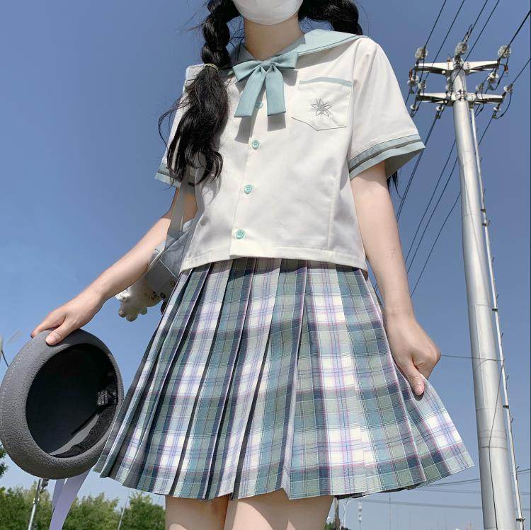 春日部醉春现货原创绿格jk制服正统少女百褶学生校服