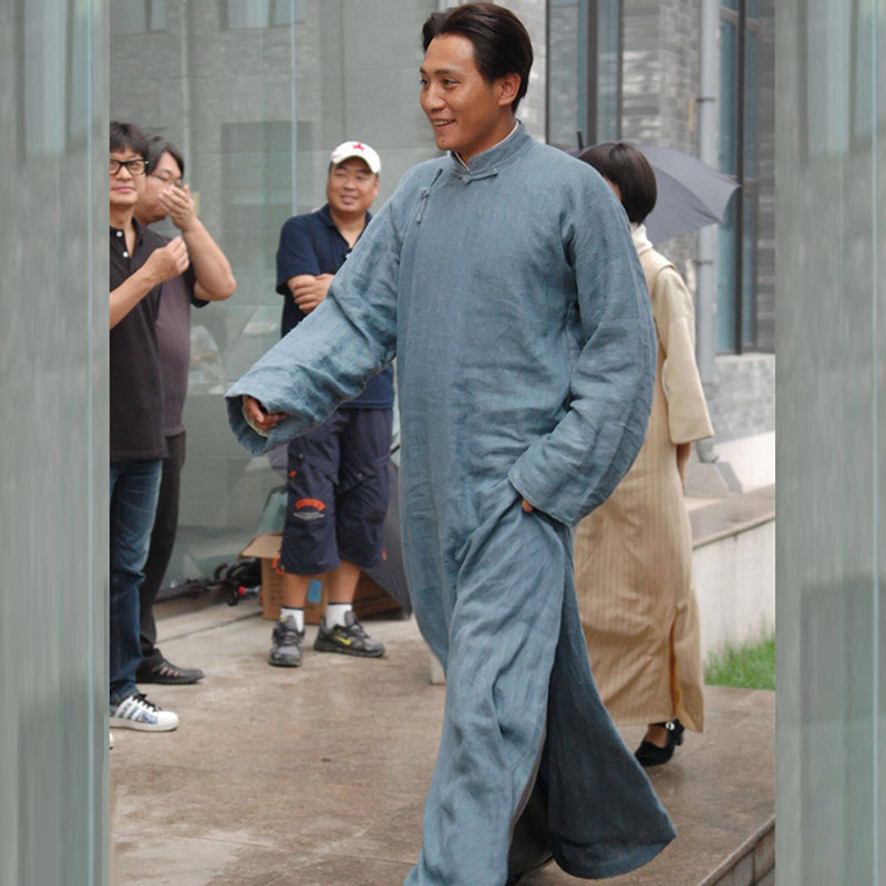 长衫长袍影视古装男士民国棉麻演出服中国国风民族服装