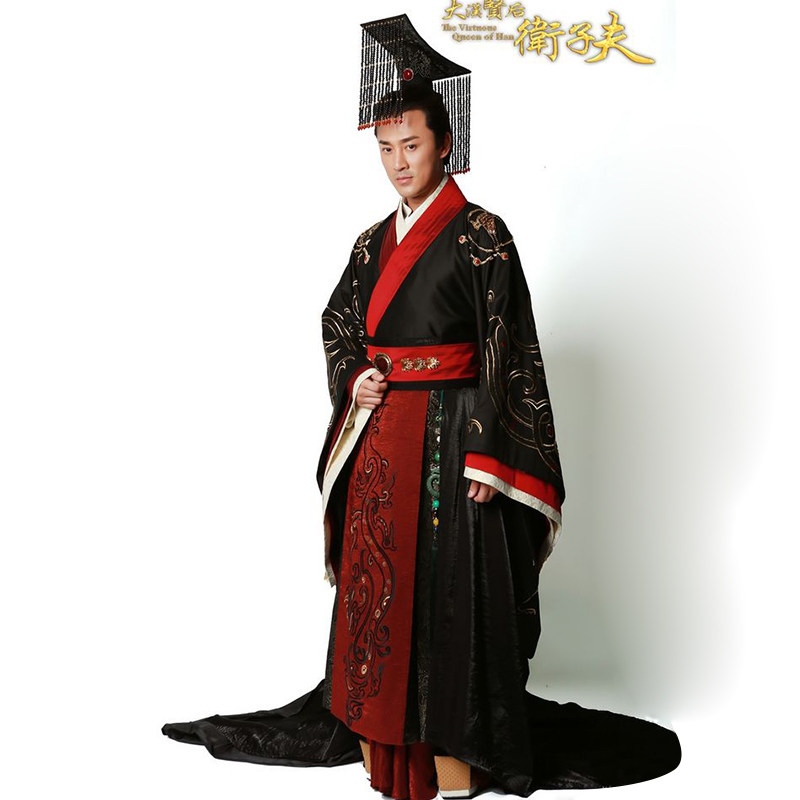 影视装卫子夫同款男汉服皇帝服大臣服秦汉古装大王皇帝古装演出服