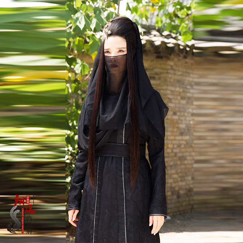 古装影视黑色女侠剑客刺绣侠女女服黑衣人夜行民族服装
