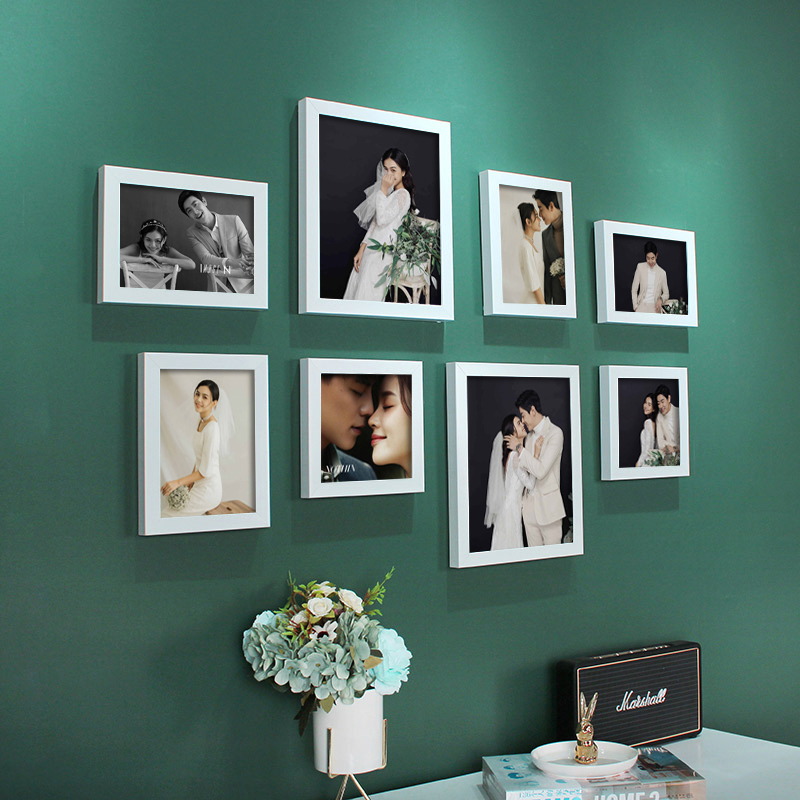 简约现代照片创意九宫格墙壁相片客厅装饰打孔照片墙
