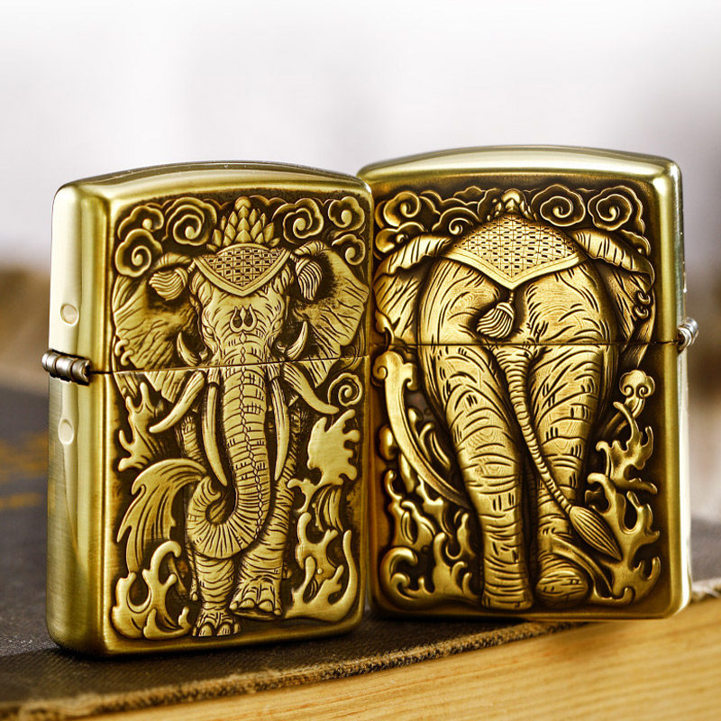 zippo正版打火机原装鬼王普贤菩萨六牙大象纯铜zippo