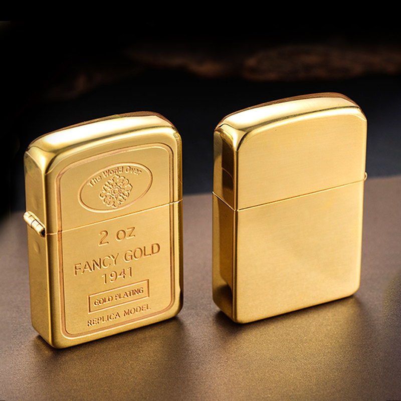 打火机防风男士金男士土豪煤油zippo造型金砖复刻zippo