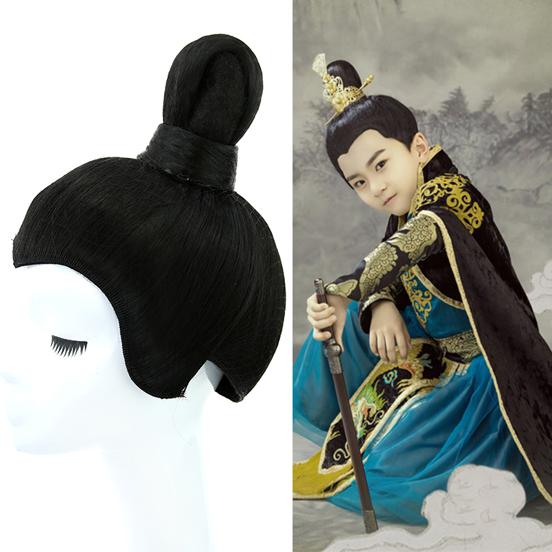 古装造型发髻儿童短发汉服古典整顶假发书生整顶假发男童表演假发