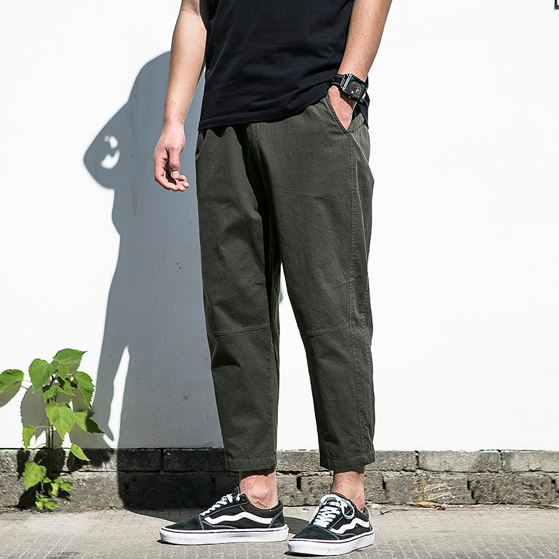 夏季潮牌哈伦休闲裤大码工装裤男宽松男裤男士韩版小脚九分裤子潮