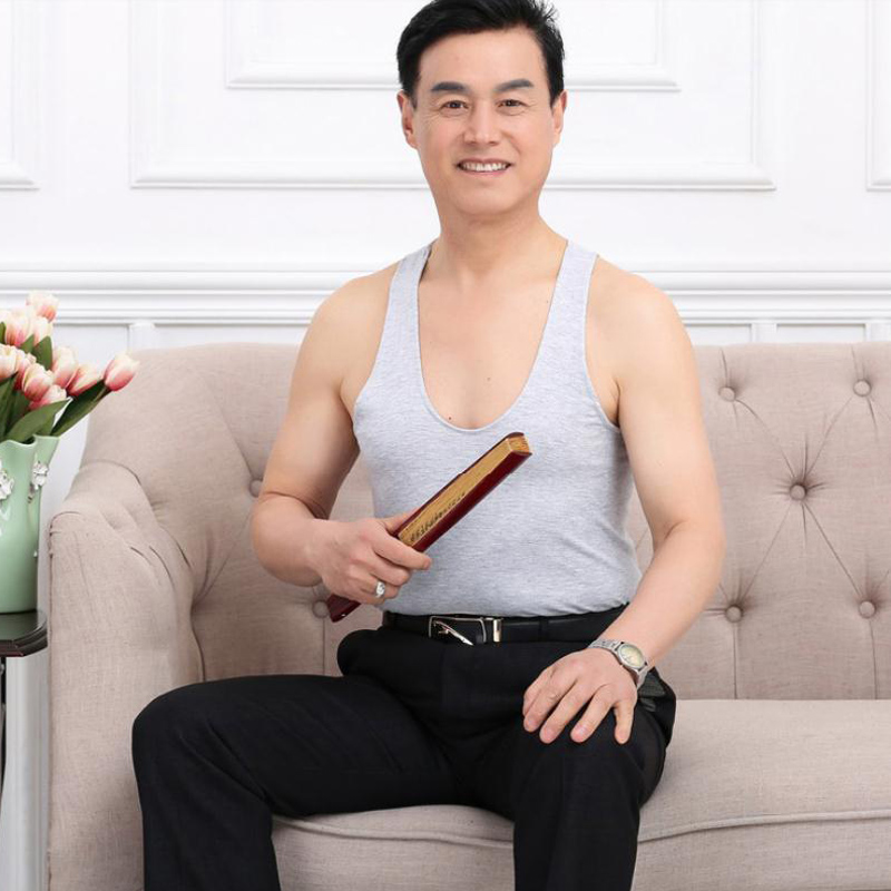 中老年人男士跨栏背心纯棉爸爸大码透气老头宽松吊带