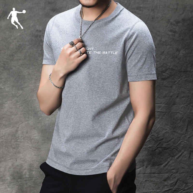 乔丹短袖恤男2021夏季新款修身男装上衣透气运动t恤