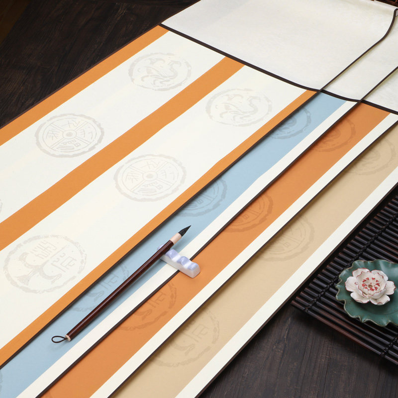 对联七言宣纸挂轴14个装裱好的卷轴半生毛笔宣纸