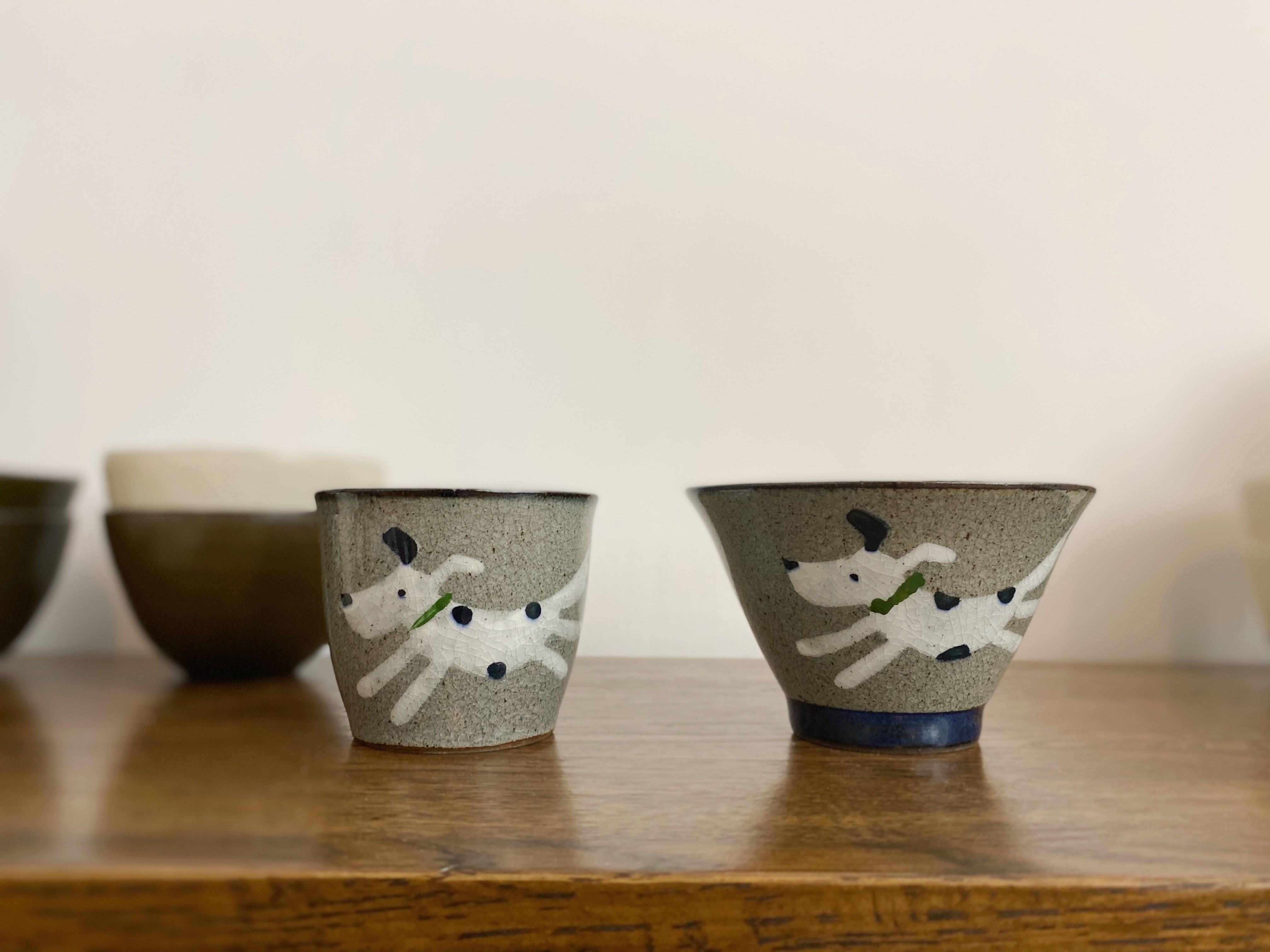 opm集市日本波佐见烧陶瓷手绘插画斑点小狗茶杯茶杯